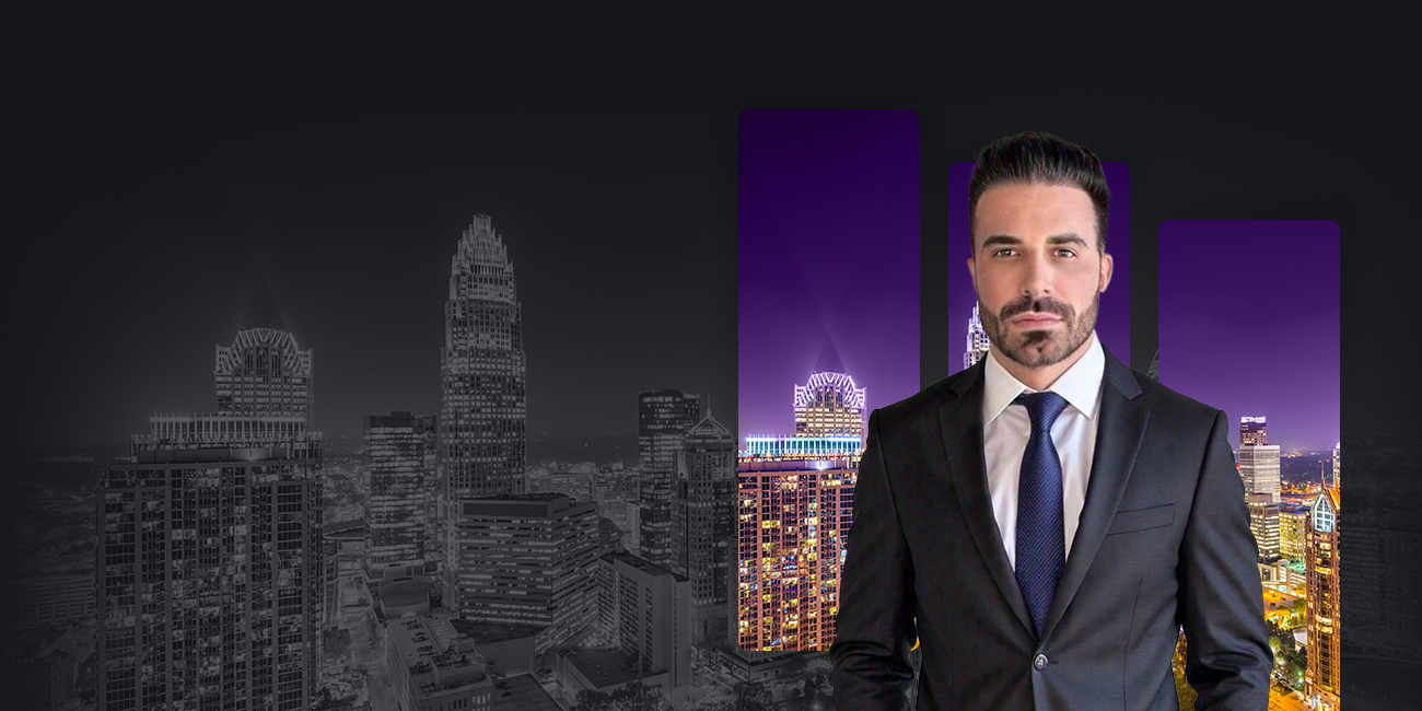 David P. Sheehan with a skyline in the background